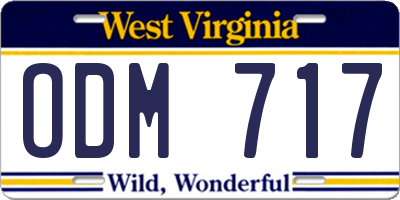 WV license plate ODM717