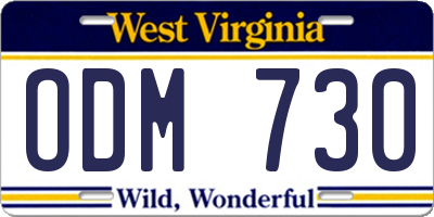 WV license plate ODM730