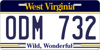WV license plate ODM732