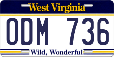 WV license plate ODM736