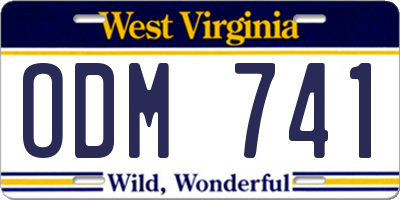 WV license plate ODM741