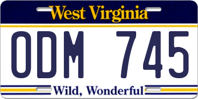 WV license plate ODM745