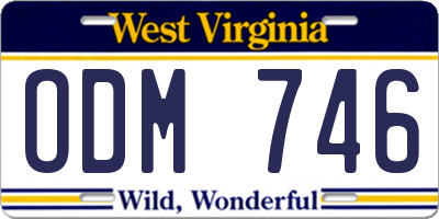 WV license plate ODM746