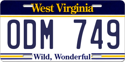 WV license plate ODM749