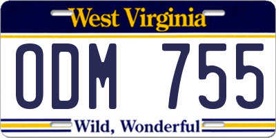WV license plate ODM755