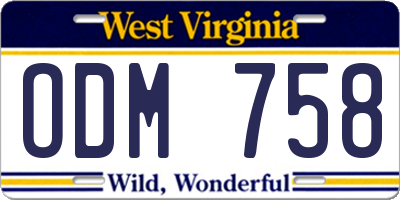 WV license plate ODM758