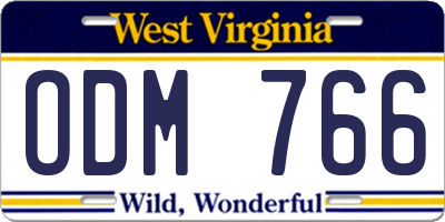 WV license plate ODM766