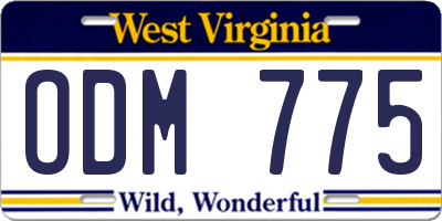 WV license plate ODM775