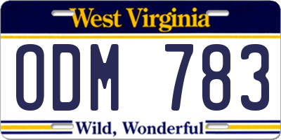 WV license plate ODM783
