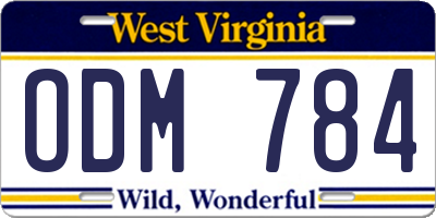 WV license plate ODM784