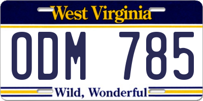 WV license plate ODM785