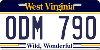 WV license plate ODM790