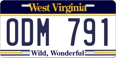 WV license plate ODM791