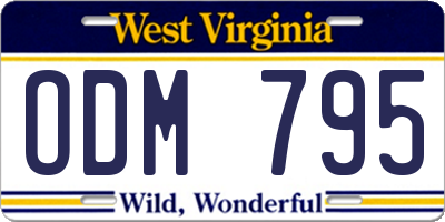 WV license plate ODM795