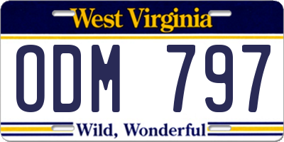WV license plate ODM797