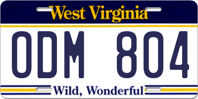 WV license plate ODM804