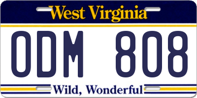 WV license plate ODM808