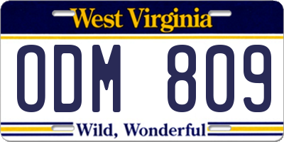 WV license plate ODM809