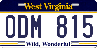 WV license plate ODM815