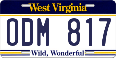 WV license plate ODM817