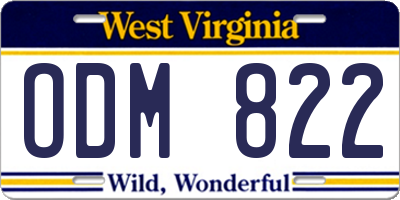 WV license plate ODM822