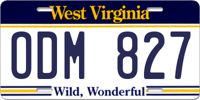 WV license plate ODM827