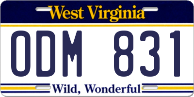 WV license plate ODM831