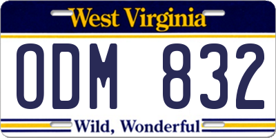 WV license plate ODM832
