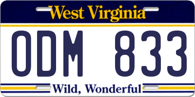 WV license plate ODM833