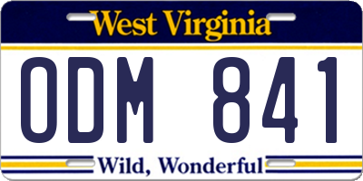 WV license plate ODM841