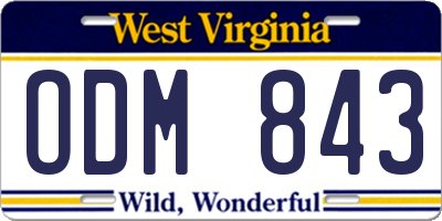 WV license plate ODM843