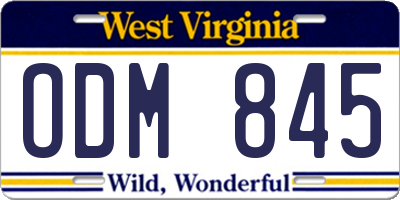 WV license plate ODM845