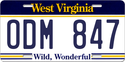 WV license plate ODM847
