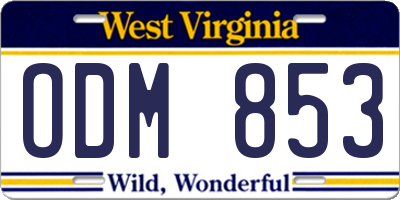 WV license plate ODM853