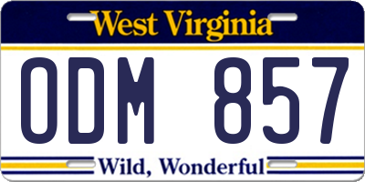 WV license plate ODM857