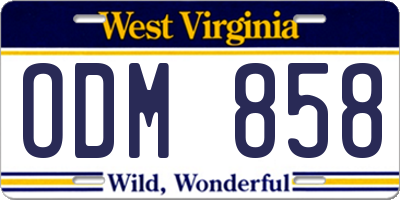 WV license plate ODM858