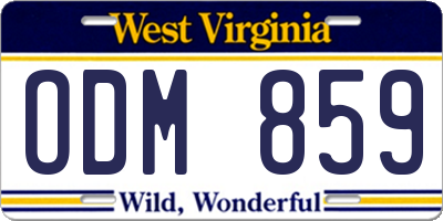 WV license plate ODM859