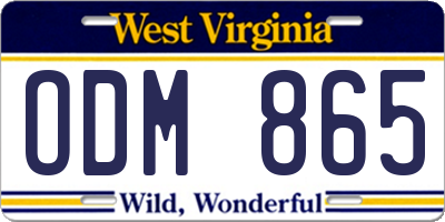 WV license plate ODM865
