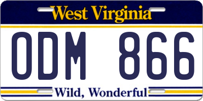 WV license plate ODM866