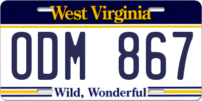WV license plate ODM867