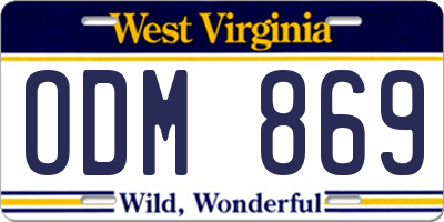 WV license plate ODM869