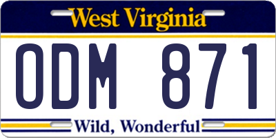WV license plate ODM871
