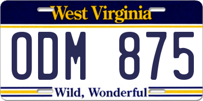 WV license plate ODM875