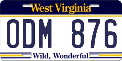 WV license plate ODM876