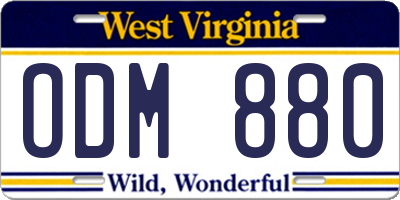 WV license plate ODM880