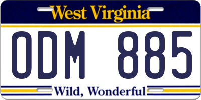 WV license plate ODM885
