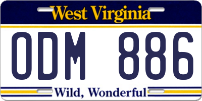 WV license plate ODM886