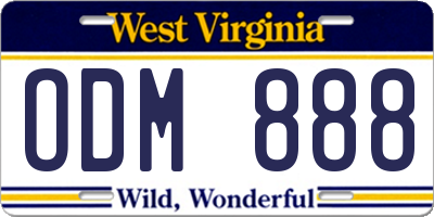 WV license plate ODM888