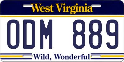 WV license plate ODM889