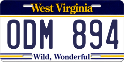 WV license plate ODM894
